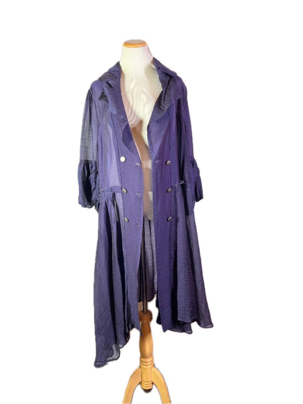 Design Today's Size 2XL Sheer Purple Coat Double-Breasted - Picture 4 of 10